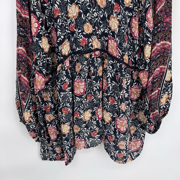 Knox Rose Tunic Top Womens XL Blue Floral Fall Polyester Hippie Boho - Picture 9 of 15